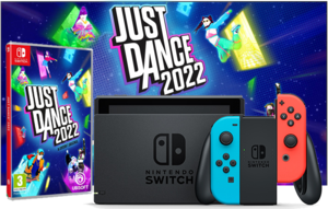 NINTENDO SWITCH V2 RED BLUE כולל מגן זכוכית פרימיום למסך מתנה + JUST DANCE 2022 GAME יבואן רשמי תור גיימינג שנתיים אחריות