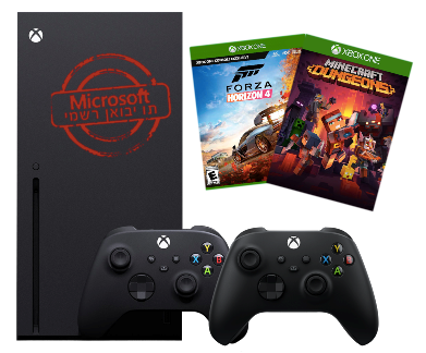 XBOX SERIES X - חבילה במבצע מטורף : קונסולה ושלט באריזה + שלט נוסף +משחק אחד לבחירה מכל המגוון!אחריות ל12 חודשים פלוס הרחבת אחריות לשנה נוספת בהרשמה באתר XBOX ISRAEL